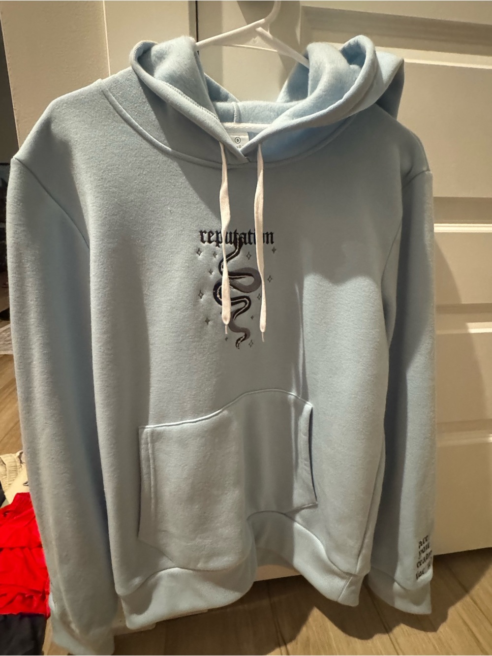 Light Blue 'Reputation' Graphic Hoodie for Women